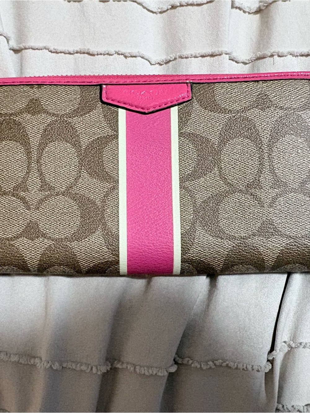 Coach Signature Pink Stripe Wallet
